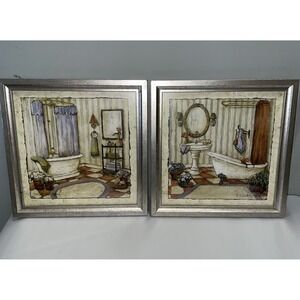 C. Winterle Olson Bathtub Bathroom Artwork Set Of 2 Claw Foot Home Interiors